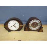 2 Smiths mantel clocks, one with key. (one has cracked glass)
