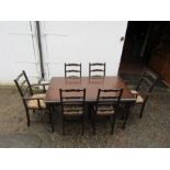 Extending dining table and 6 upholstered chairs