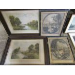 Etching After Elvin Edwards 'June Morning' and 'September Eve' and a pair vintage etchings after P.J