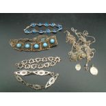 4 bracelets and various necklaces some with pendants some '925' few a/f