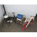 Vintage children's trike, rocking horse and pram (all for display purpose only)