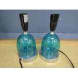 Pair of modern blue/green lamps with star detail