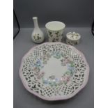 Wedgwood 'Wild Strawberry' 3 piece and a Schumann plate