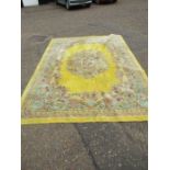 Vintage yellow rug 342x250cm