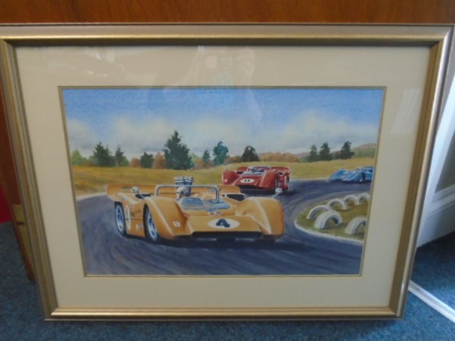 Dennis Taylor (20th century) New Zealand artist - signed and framed watercolour titled Can-Am, own - Image 4 of 7