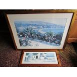 2 Framed and glazed coastal prints. Largest 83cm x 111cm approx