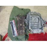 Cammo back pack- like new, kit bag, maglite torch- new and a drinks canteen