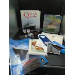 Cunard QE2 memorabilia to include items from her last voyage in September 2008 including ephemera,
