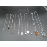 9 Necklaces and pendants (most are marked 925 sterling silver)