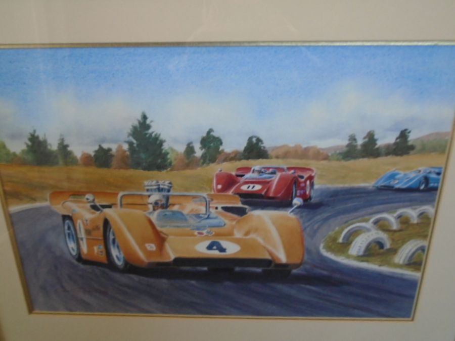 Dennis Taylor (20th century) New Zealand artist - signed and framed watercolour titled Can-Am, own - Image 6 of 7