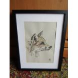 After Sophie Pointer framed and glazed print of a fox 32cm x 42cm approx