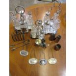 Cruet sets, decanter labels and other table wares