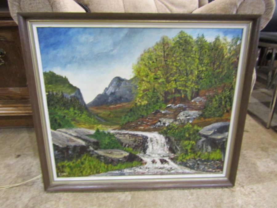 C.Owen framed signed oil on board landscape 56cm x 66cm approx