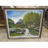 C.Owen framed signed oil on board landscape 56cm x 66cm approx