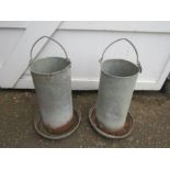 2 Galvanised poultry feeders H62cm approx