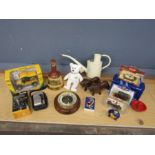 Collectors lot to include TY Beanie, toys, wooden Lions, Kleber Tyres banner and barometer etc