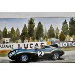 Dennis Taylor (20th century) New Zealand artist - signed and framed watercolour titled at Le Mans