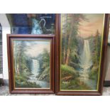 R. Danford picture on canvas of waterfalls 39x52cm and 39x72cm