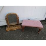 Dressing table mirror and footstool
