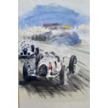 Dennis Taylor (20th century) New Zealand artist - signed and framed watercolour featuring Auto Union