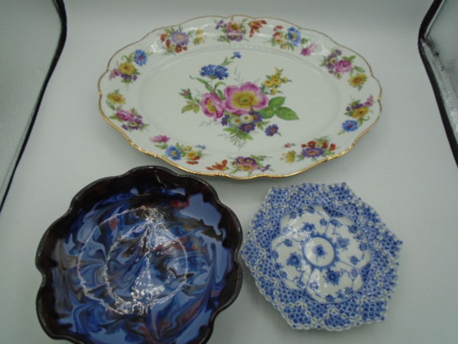 Royal Copenhagen blue fluted lace plate with marks to base, West German Gloria Bayreuth dish, approx - Image 7 of 7