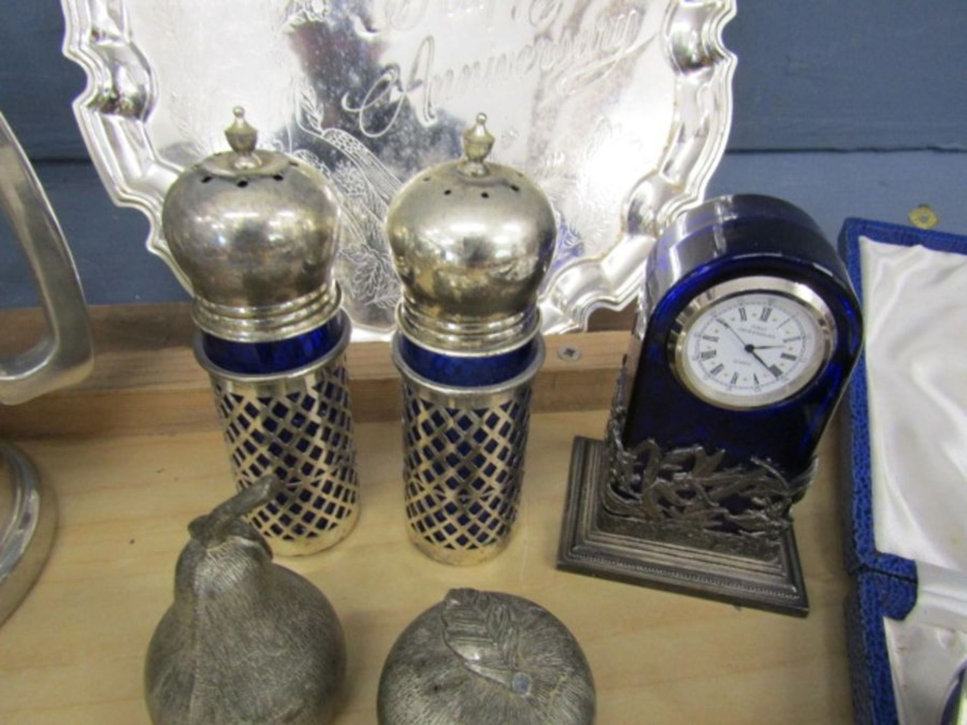 Mixed plated items to include serving dishes, cutlery and salt and pepper shakers etc - Image 5 of 5