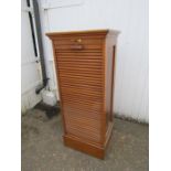 Vintage Oak filing cabinet with tambour door and key H117cm W50cm D44cm approx