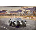 Dennis Taylor (20th century) New Zealand artist - signed and framed watercolour titled Ford GT40