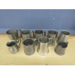 9 Pewter tankards