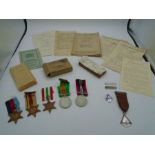 WWII medals and ephemera relating to Dvr. Eric Humphryes. Medals - (1939-45 Star, Africa star, Italy