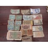 Approx 20 pieces paper money inc Iceland