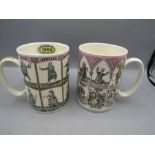 2 Wedgwood mugs 4.5"H 1964 Shakespeare and Gilbert & Sullivan