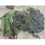 Cammo netting in bag and 2 other items