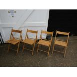 Set of 4 vintage wooden folding chairs