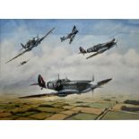 Dennis Taylor (20th century) New Zealand artist - signed and framed watercolour titled Spitfire