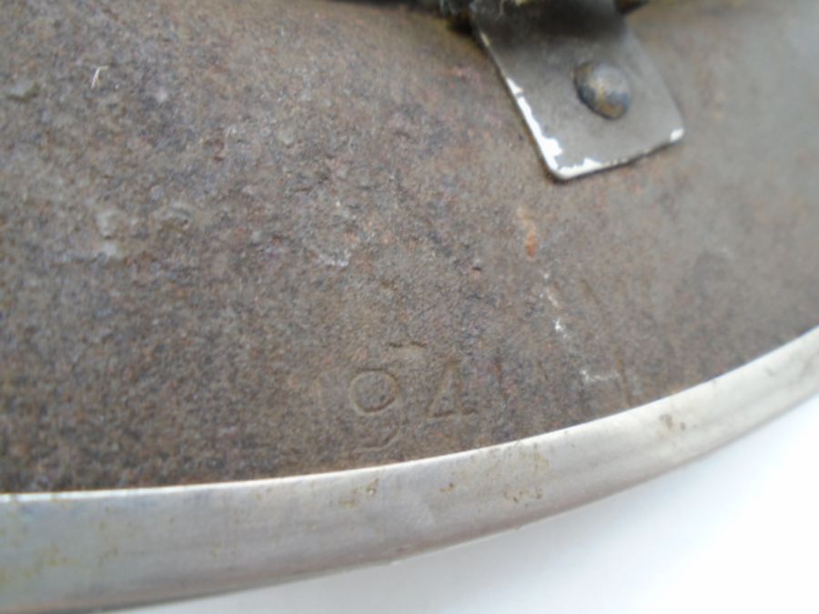 WW2 stamped 1941 mk.II Brodie helmet, plus a British mk. VI helmet C.1950's and a repro hessian - Image 3 of 6