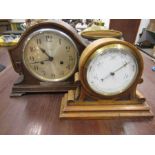 Oak mantle clock and Barometer