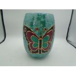 Canadian First Nation Ruby Henderson Joseph artwork vase featuring a butterfly with a 24k liquid