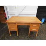 Vintage school teachers knee hole desk H76cm W138cm D76cm approx