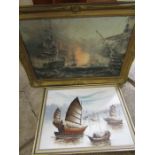 Canvas print and canvas painting sea scapes 898x66cm gilt framed and 67x53cm other