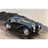 Dennis Taylor (20th century) New Zealand artist - signed watercolour titled a study of Bugatti
