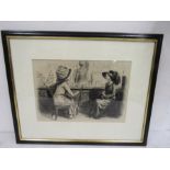 Fredrick Henry Townsend pen and ink 'Two elegant ladies in conversation' 8.75x12.75 signed and dated