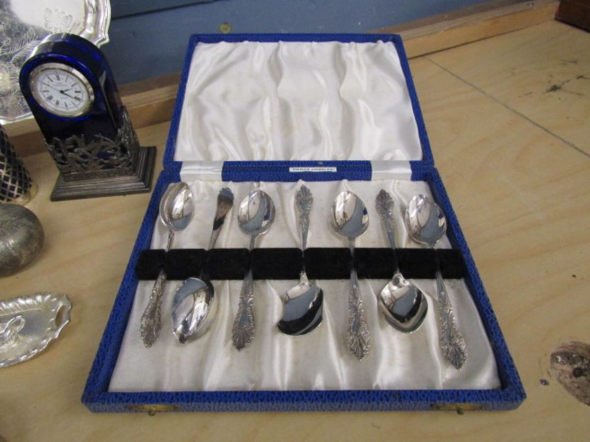 Mixed plated items to include serving dishes, cutlery and salt and pepper shakers etc - Image 2 of 5