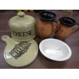 Moira cheese dome and plate, 2 stoneware jugs and dish