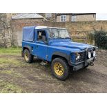 1992 Land Rover Defender, SWB pickup, blue complete with spare wheels and a heavy duty winch in