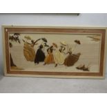A 3d wood carved picture of dancing ladies 121x60cm