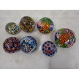 7 millefiori paperweights