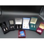 7 pairs of earings - to include sterling silver pairs, all boxed. to include Ola Gorie