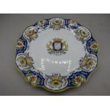 French heraldic plate signed on verso