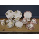 2 part tea sets- Vintage Chelson 6 teacups and saucers, 6 sandwich plates, serving plate and milk